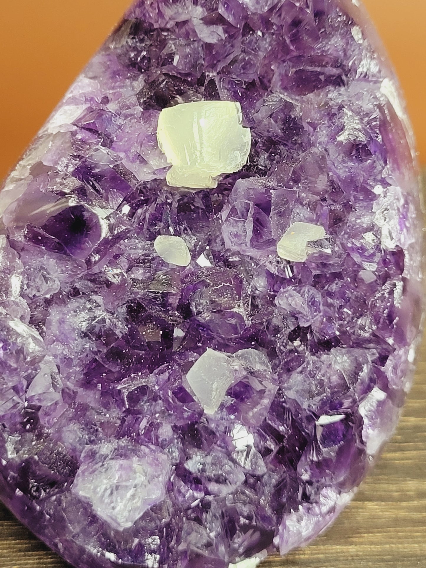 Druzy Amethyst and Calcite Flame