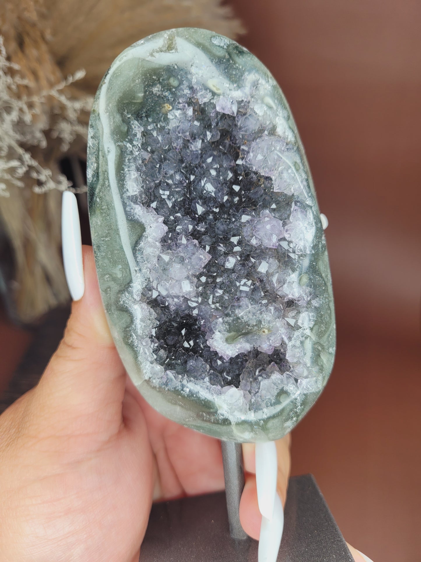 Amethyst Stalactite Druzy Freeform on Metal Stand / Stalactites /High Quality Crystals/Gifts for Him/Gifts for Her/Calcite/Rare Freeforms