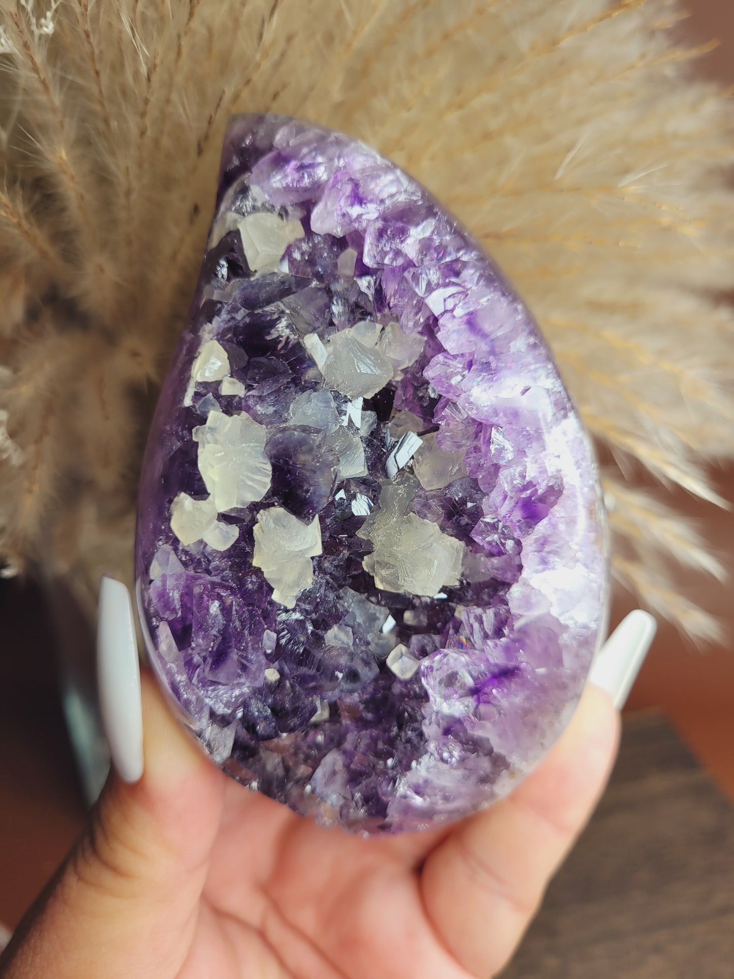 Druzy Amethyst, Agate & Calcite Flame