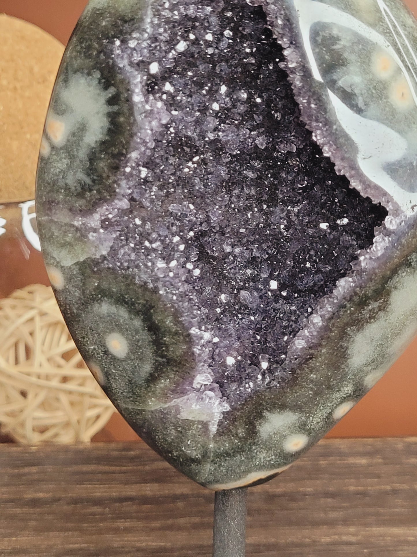 Amethyst Stalactite Druzy Freeform on Metal Stand / Stalactites /High Quality Crystals/Gifts for Him/Gifts for Her/Calcite/Rare Freeforms