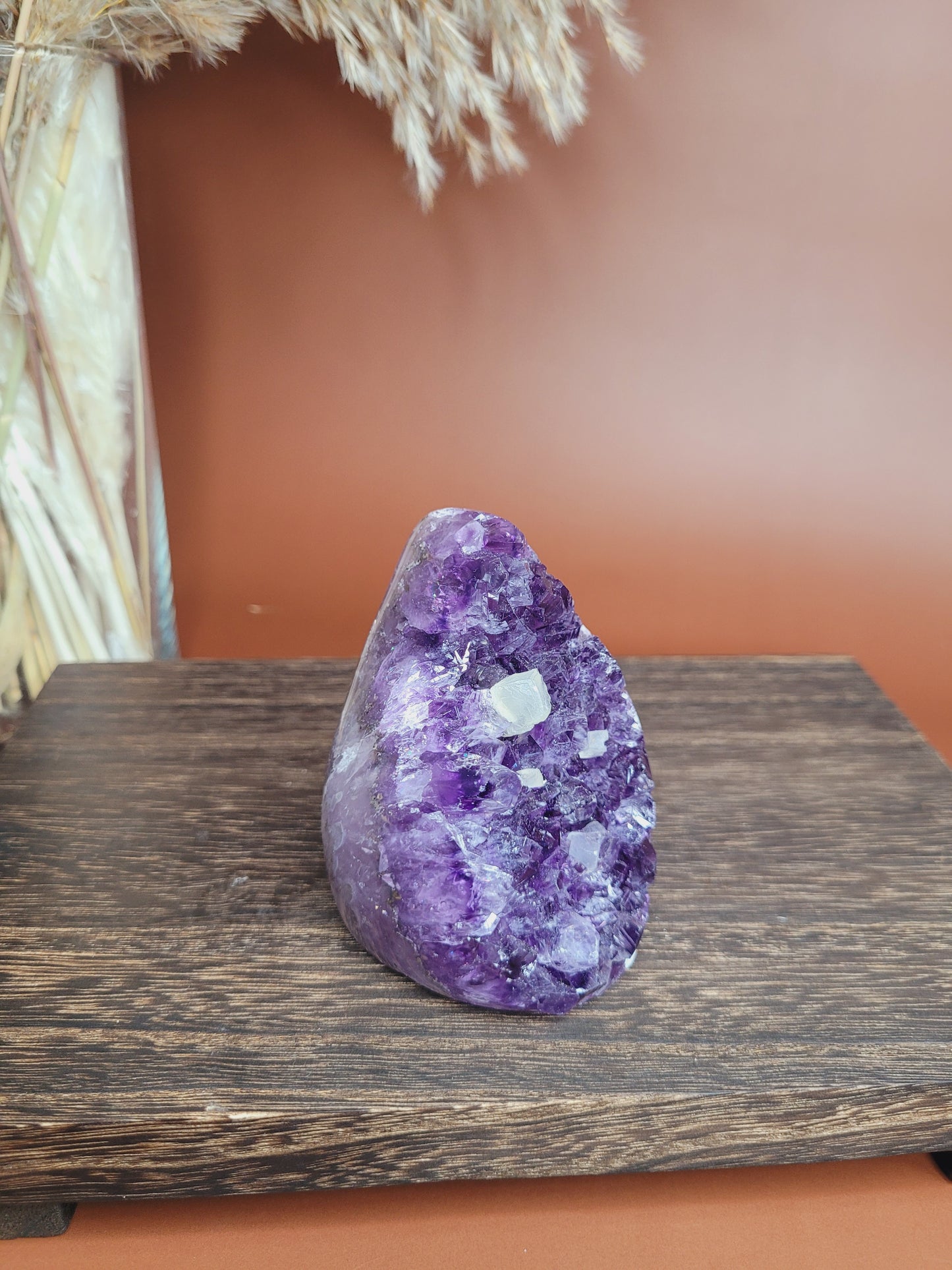 Druzy Amethyst and Calcite Flame