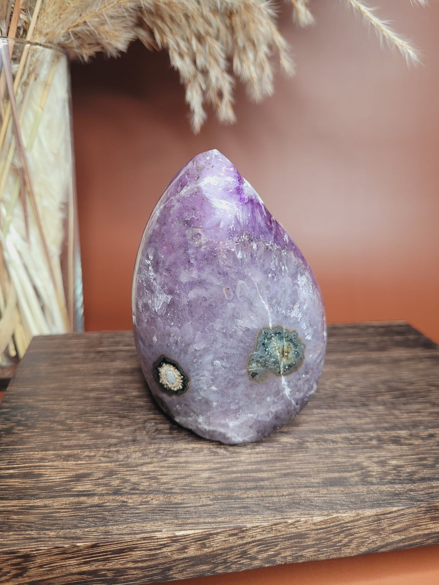 Druzy Amethyst, Agate & Calcite Flame