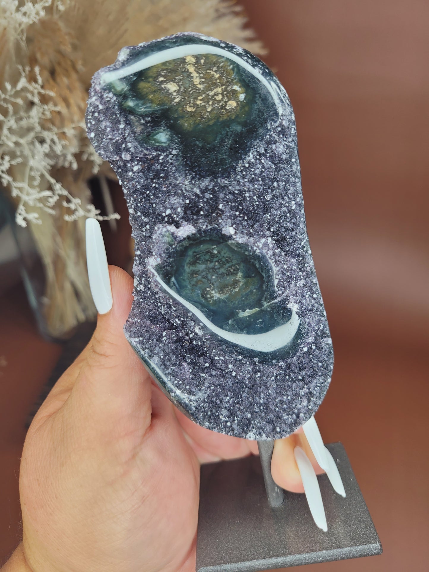 Amethyst Stalactite Druzy Freeform on Metal Stand / Stalactites /High Quality Crystals/Gifts for Him/Gifts for Her/Calcite/Rare Freeforms