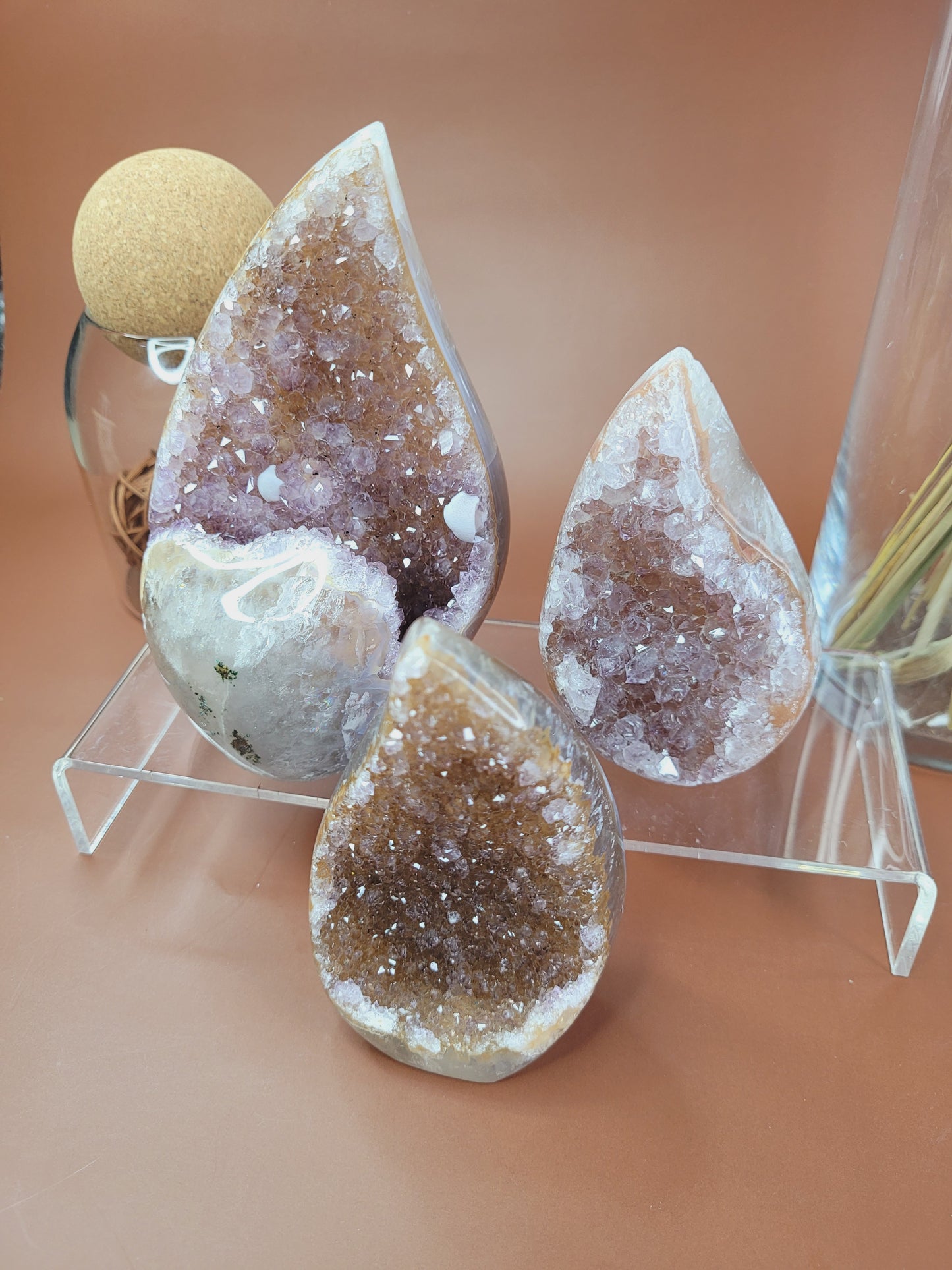 Druzy Amethyst and Calcite Flame/Freeform/ Amethyst/ High Quality Crystals/ Gifts for Him/ Gifts for Her/ Healing Crystals/ Calming/ Orange