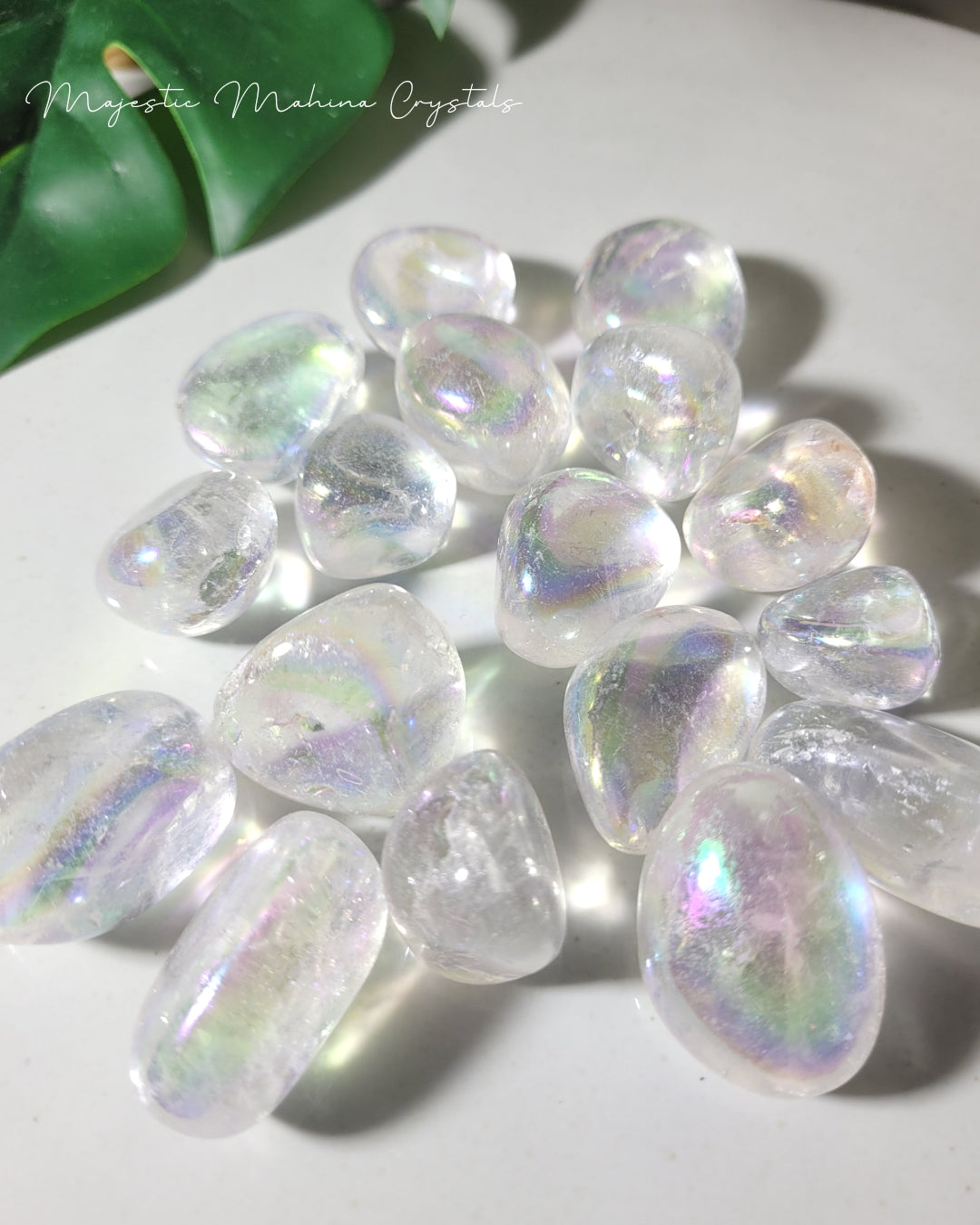 Aura Clear Quartz Tumbles