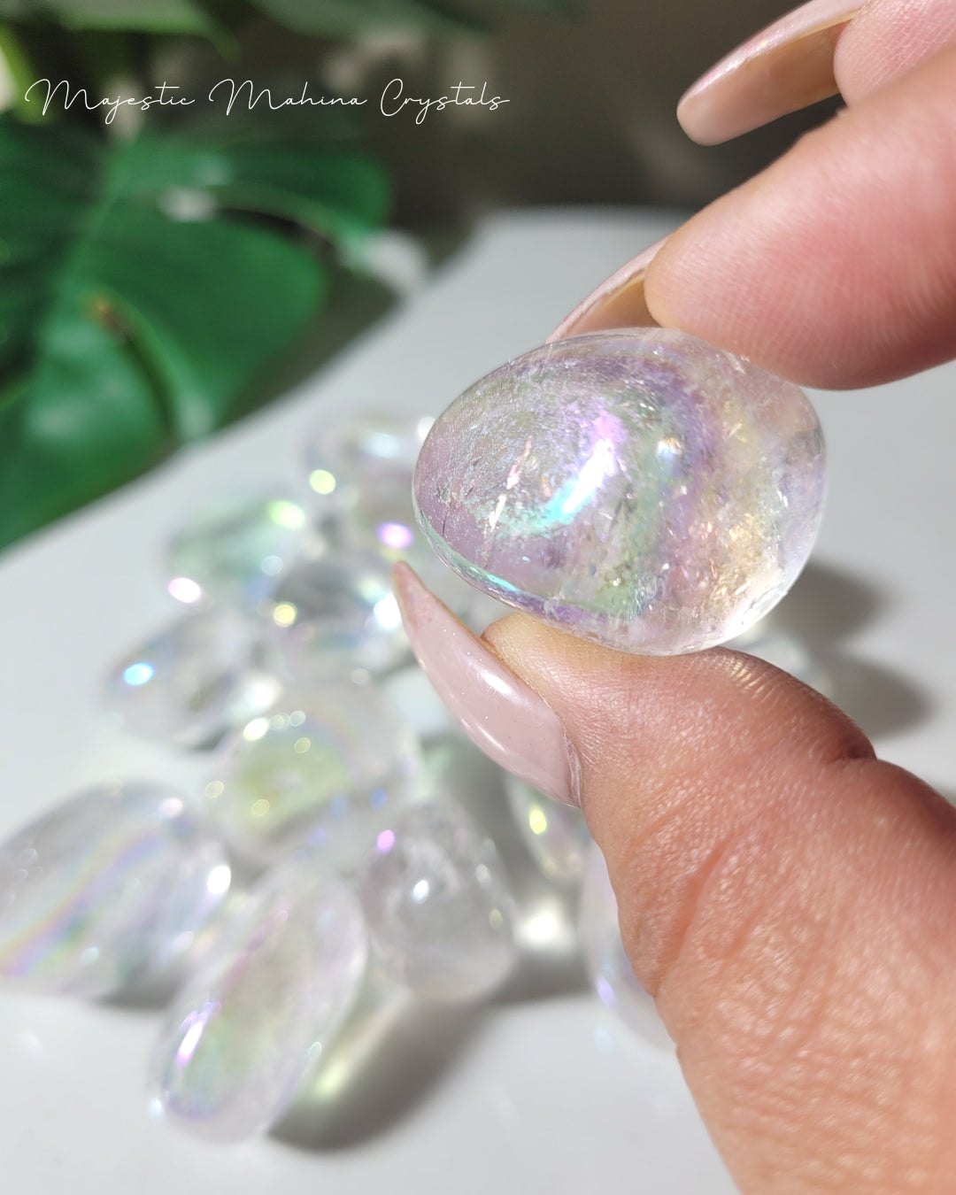 Aura Clear Quartz Tumbles