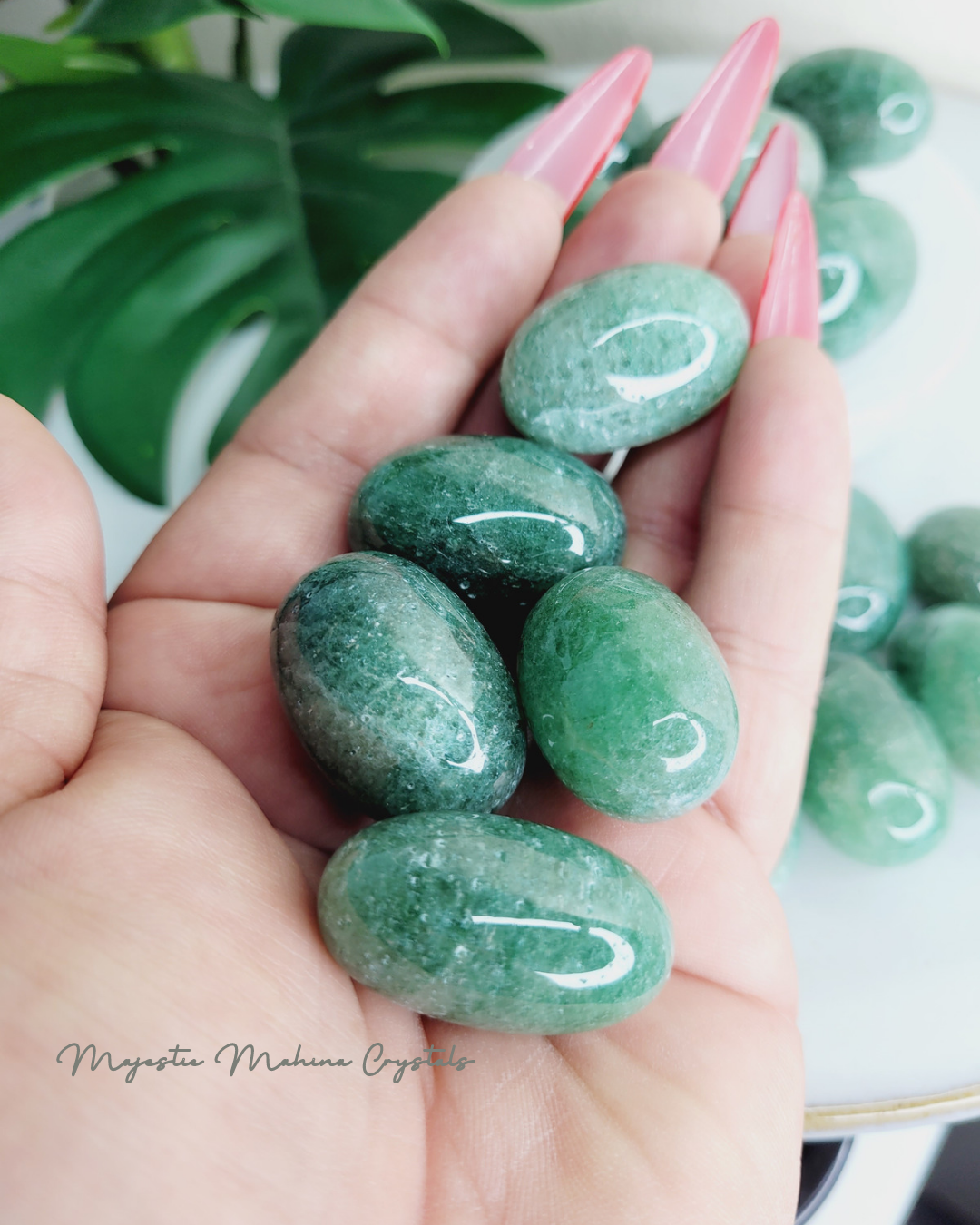 Green Strawberry Quartz Tumbles/Pocket Stones